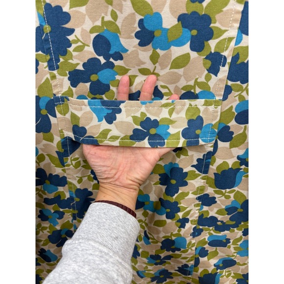 Old Navy Floral Trench Coat - Blue and Green - Picture 9 of 10